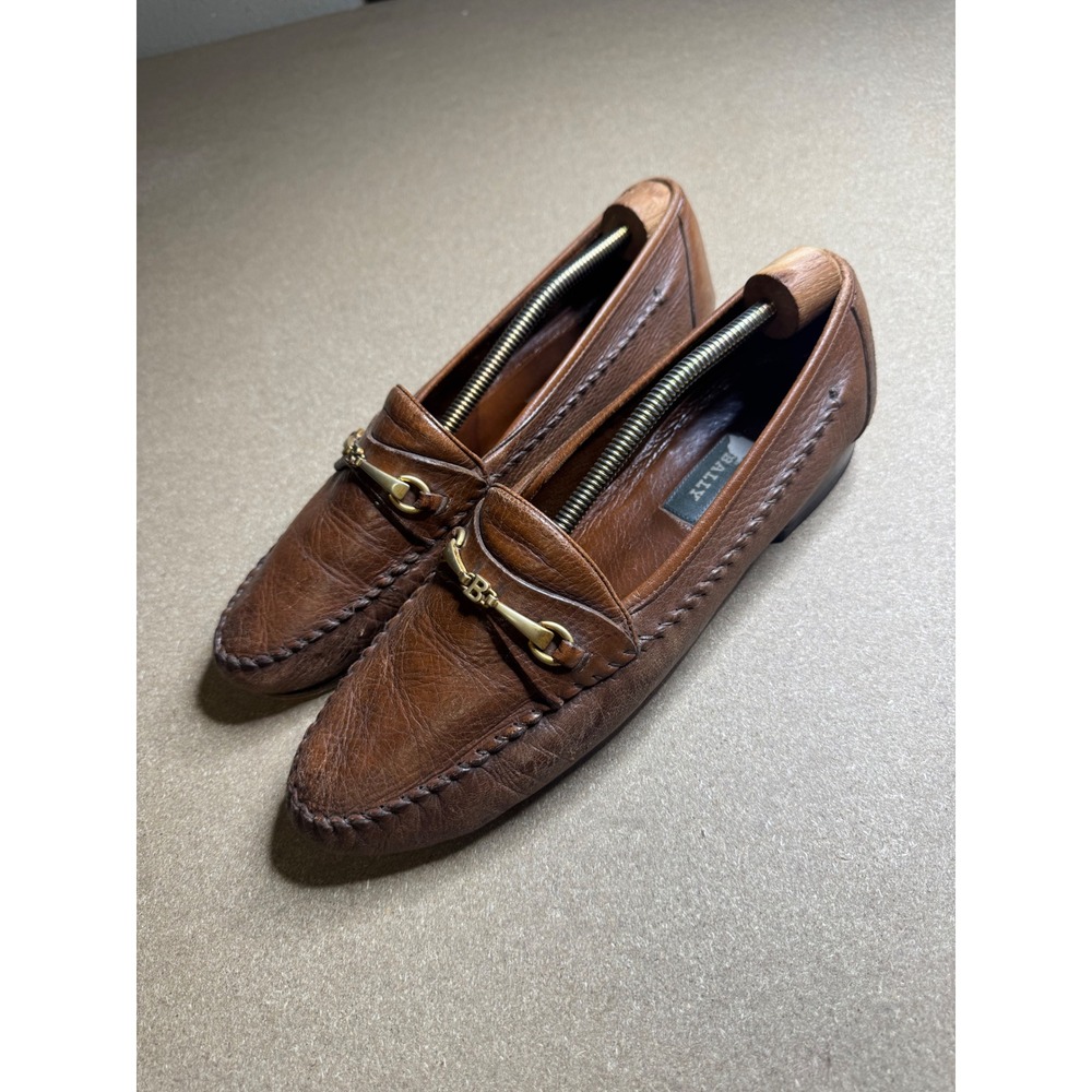 Bally Mens Brown Leather Horsebit Loafers Made in Italy Moc Toe Shoes Size 4 XL